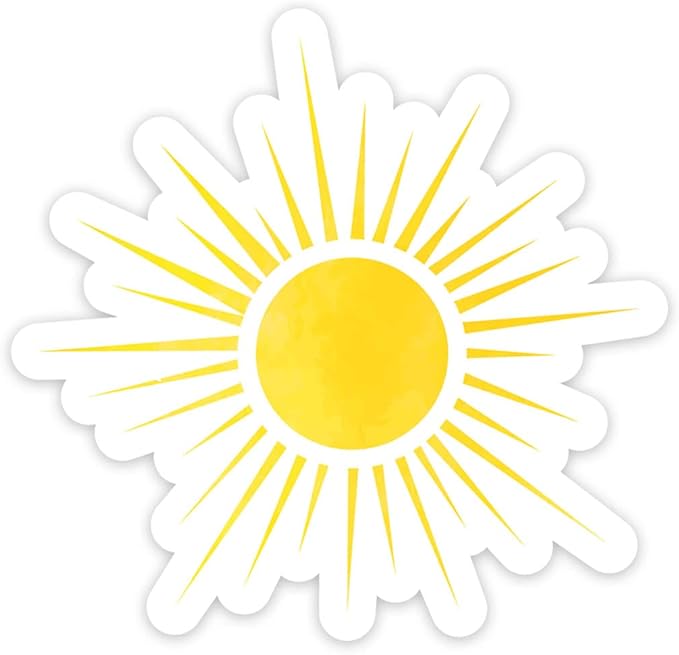 太阳乙烯基贴纸 阳光水彩 2 件装透明贴纸 适用于笔记本电脑手机水瓶